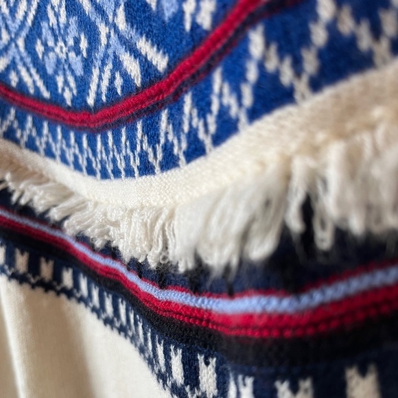 Talbots Labswool Blend Red Blue Fair Isle Sweater - Picture 9 of 11